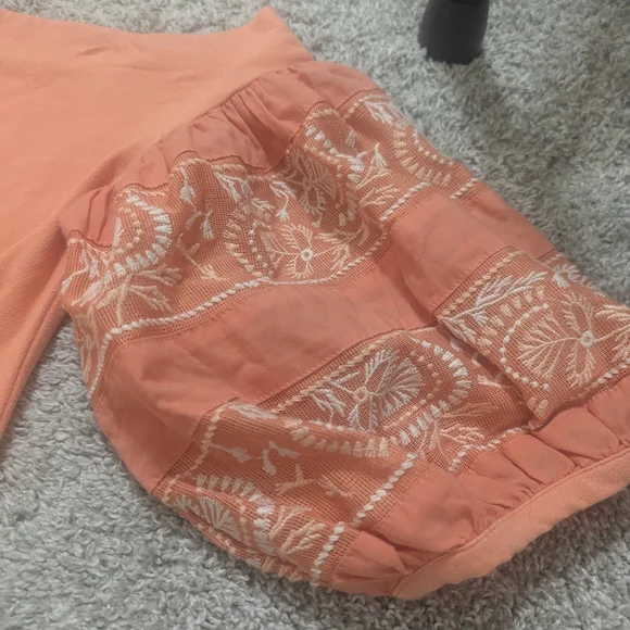 Free People Orange Off-Shoulder Blouse - Picture 3 of 5